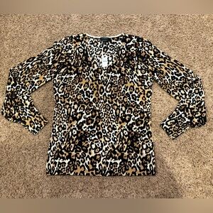 **BRAND NEW** Talbots Animal Print Blouse - MERINO WOOL—-SMALL